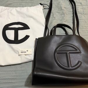 Telfar Black Tote Bag with Logo